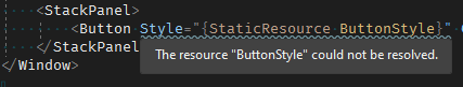 XAML error in Visual Studio