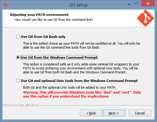 Use Git from the Windows Command Prompt